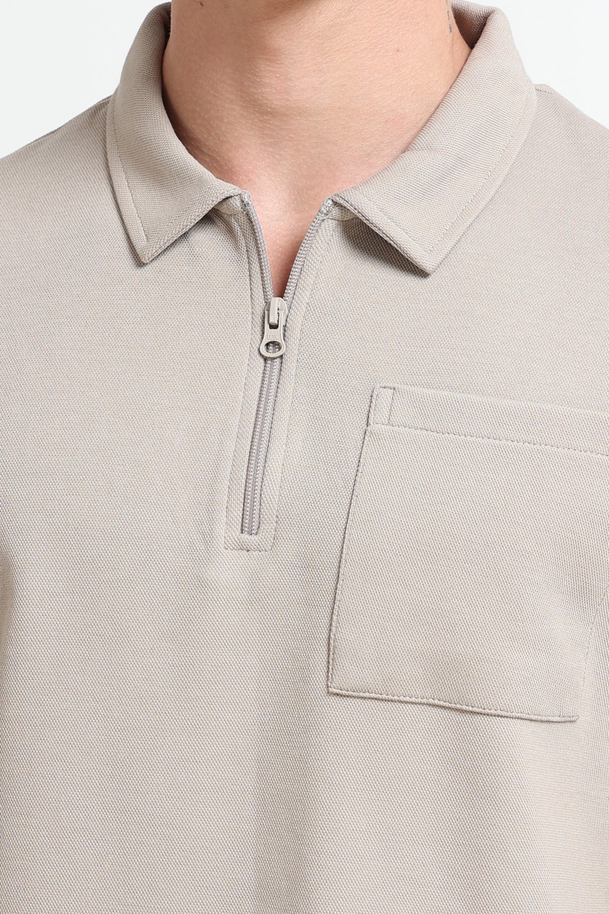 Ownd Beige Casual Oversized Fit Fit T-Shirts - Image 3