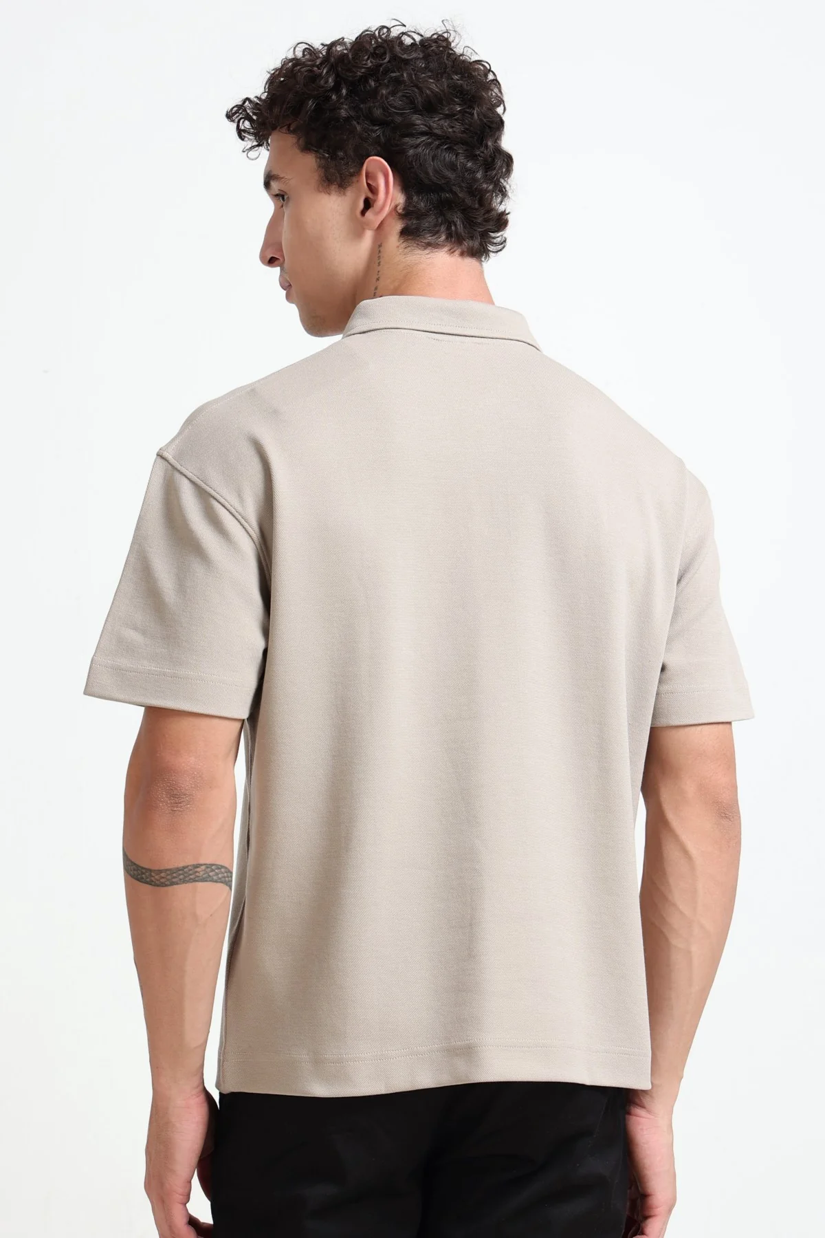Ownd Beige Casual Oversized Fit Fit T-Shirts - Image 5