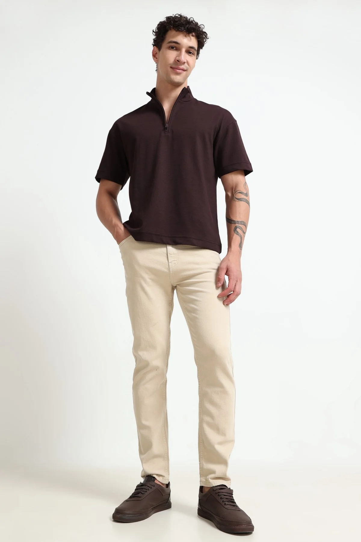Ownd Beige Casual Slim Fit Fit Jeans - Image 5