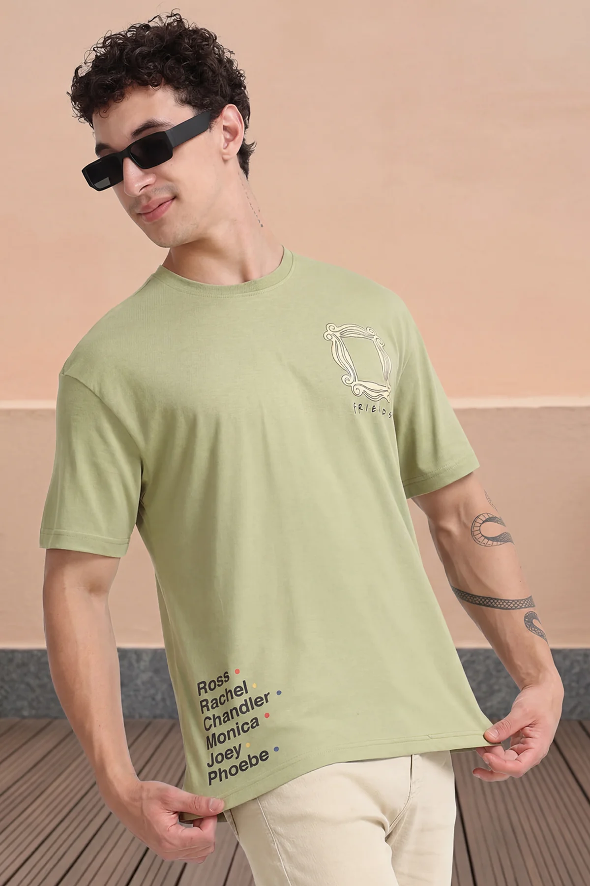 Ownd Light Green Casual Oversized Fit Fit T-Shirts