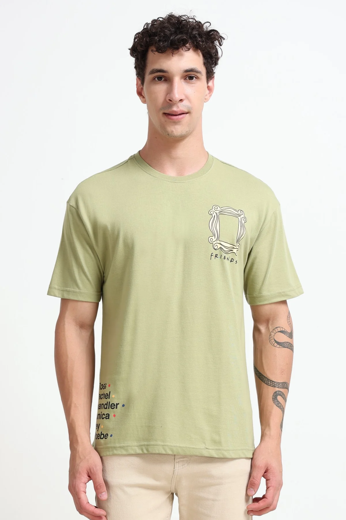 Ownd Light Green Casual Oversized Fit Fit T-Shirts - Image 2