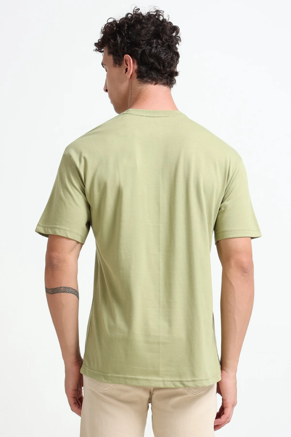 Ownd Light Green Casual Oversized Fit Fit T-Shirts - Image 5