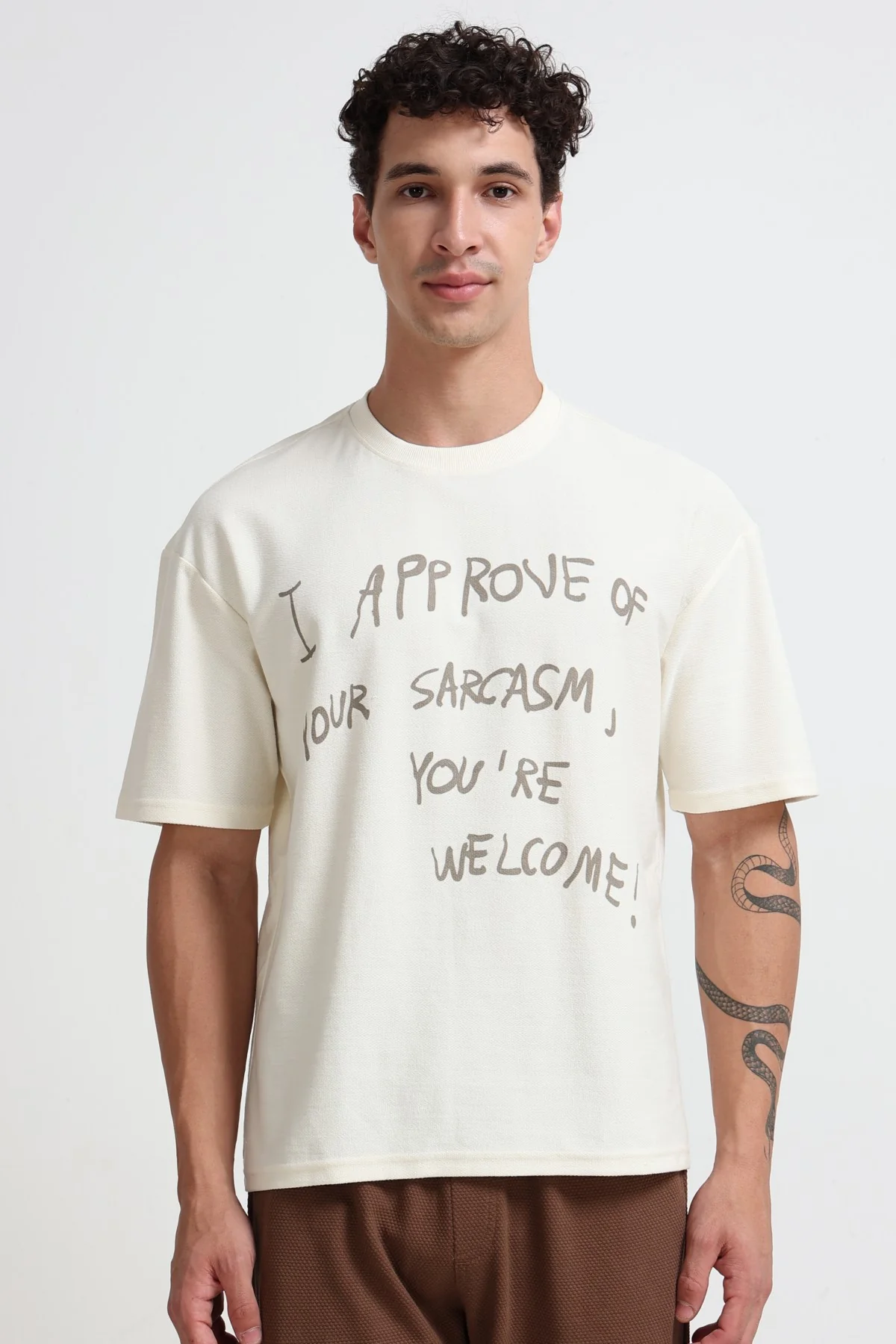 Ownd Off White Casual Oversized Fit Fit T-Shirts - Image 2