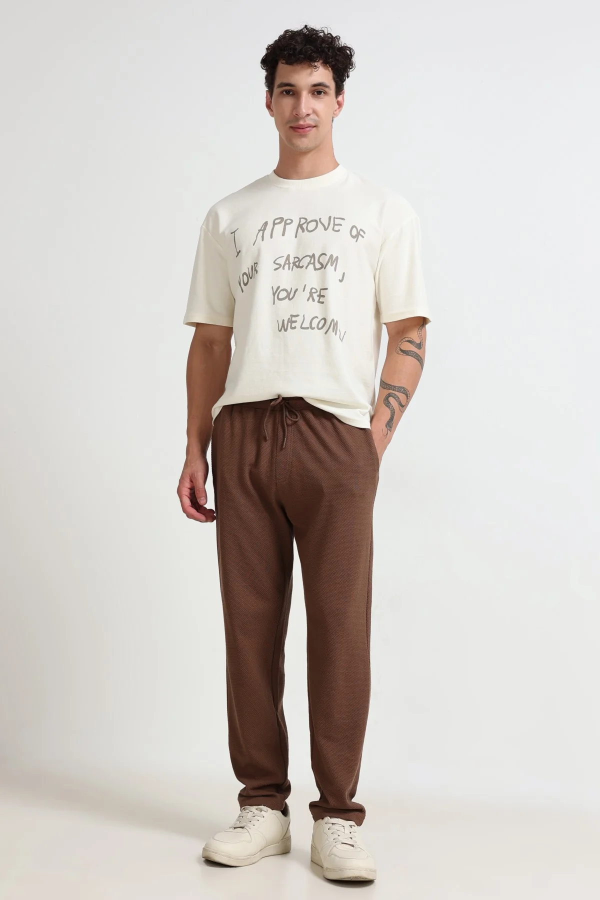 Ownd Off White Casual Oversized Fit Fit T-Shirts - Image 6