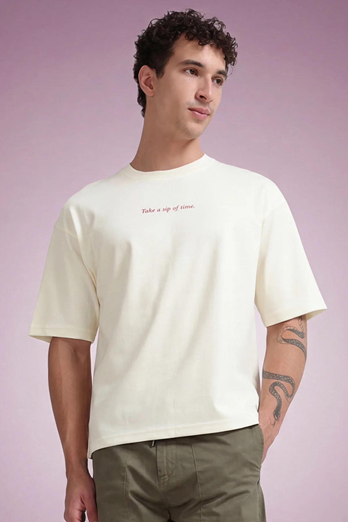 Ownd Off White Casual Oversized Fit Fit T-Shirts