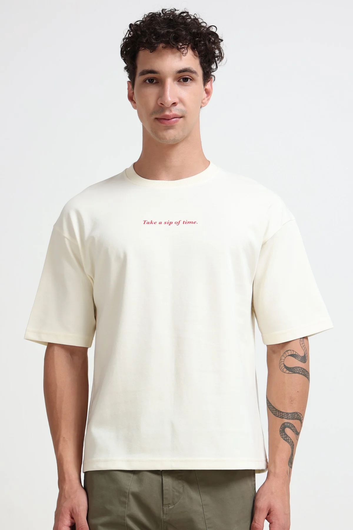 Ownd Off White Casual Oversized Fit Fit T-Shirts - Image 2