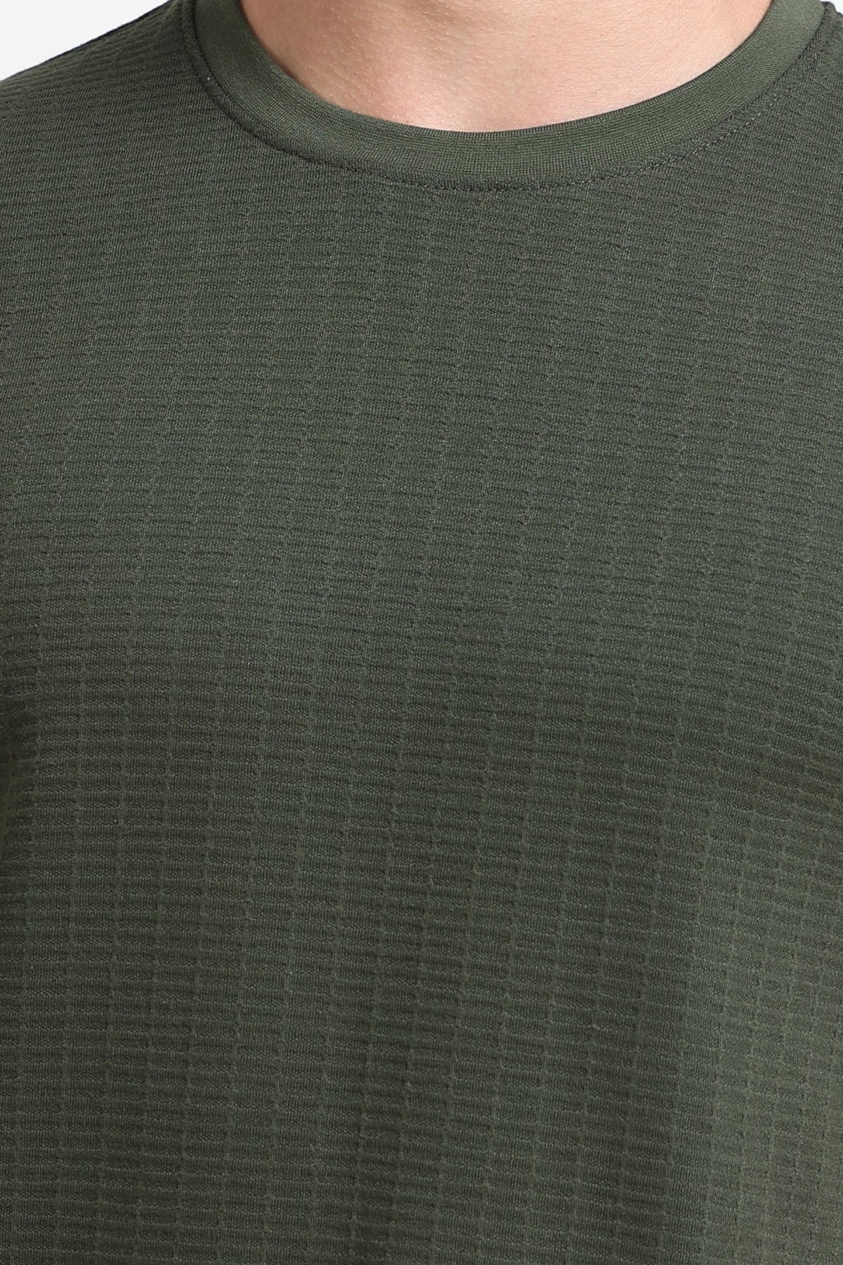 Ownd Olive Casual Regular Fit Fit T-Shirts - Image 3