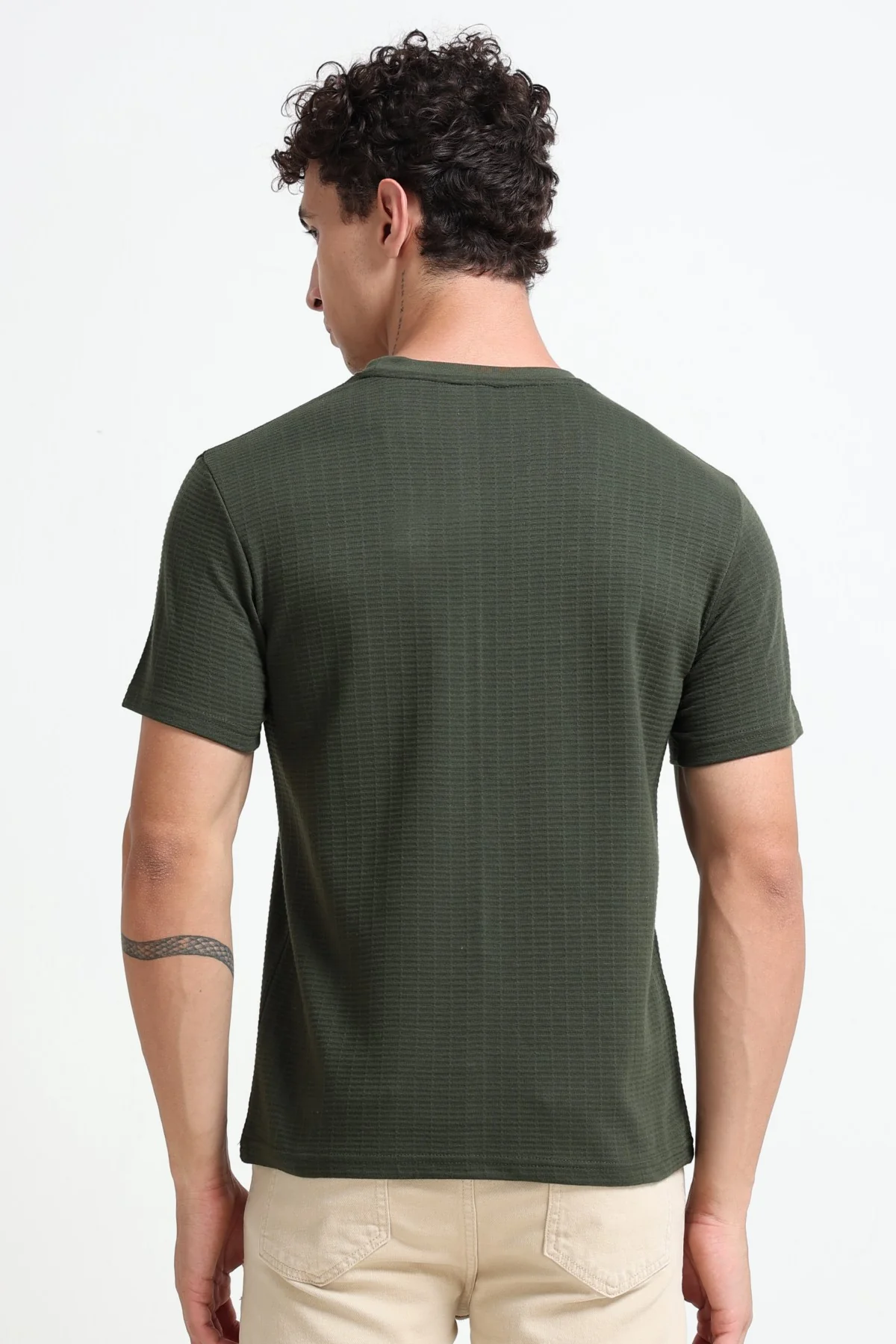 Ownd Olive Casual Regular Fit Fit T-Shirts - Image 5