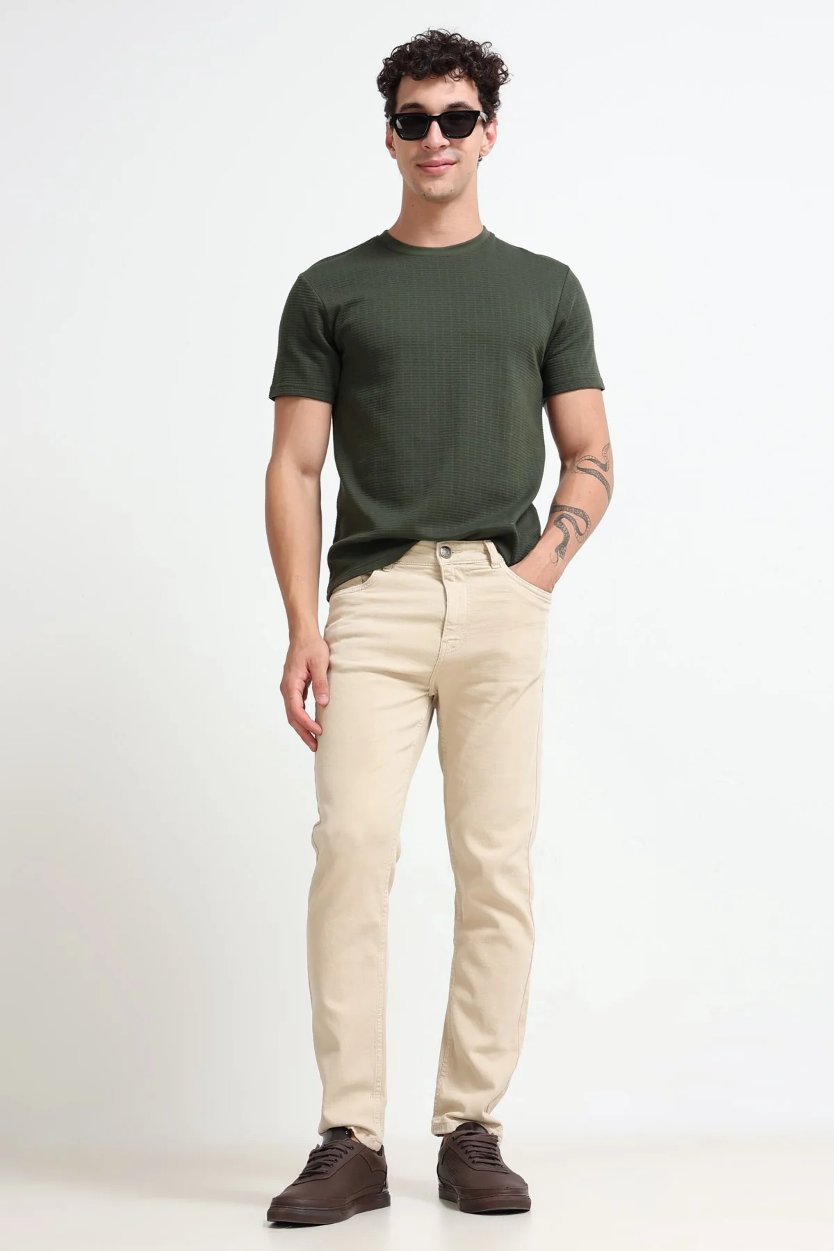Ownd Olive Casual Regular Fit Fit T-Shirts - Image 6
