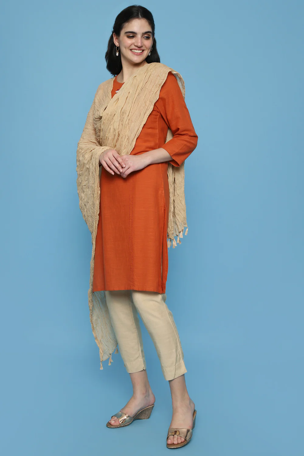 Pantaloons Beige Casual  Fit Dupatta - Image 4