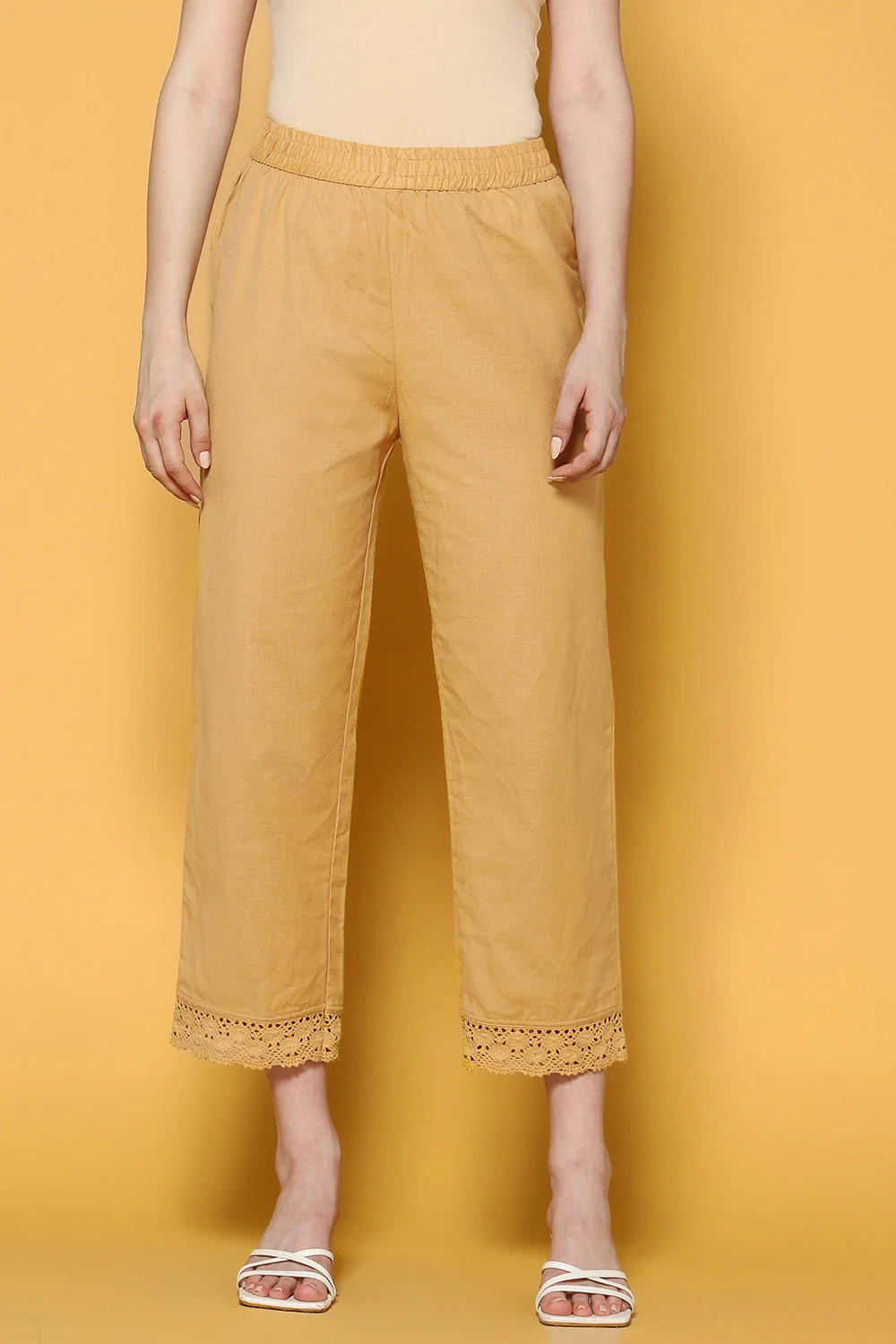 Pantaloons Beige Casual Straight Fit Fit Palazzo - Image 2