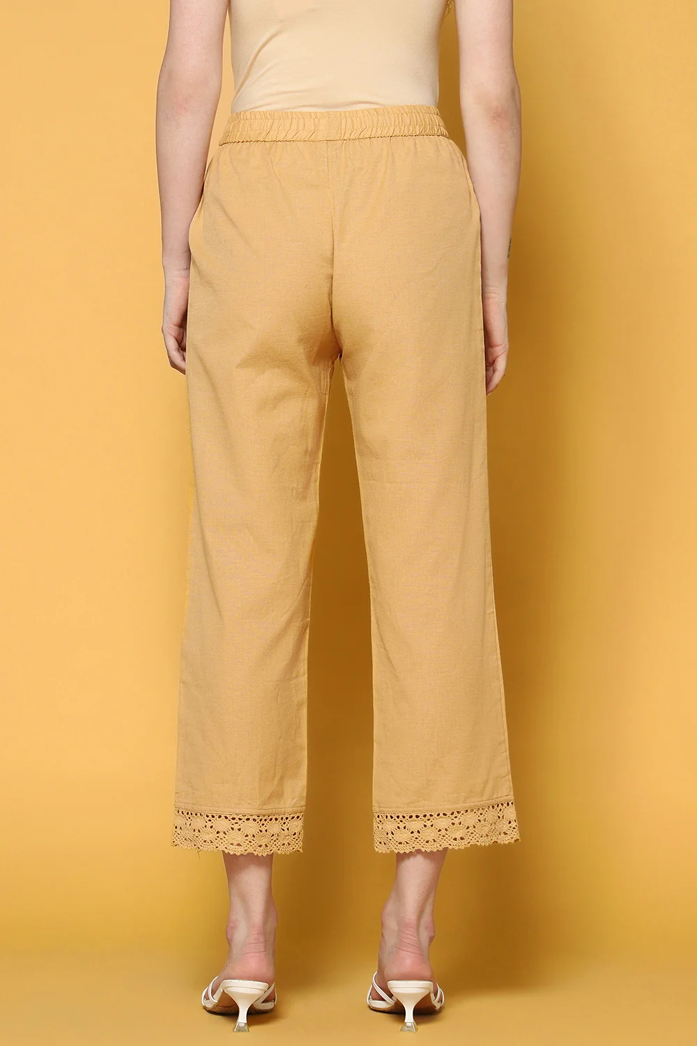 Pantaloons Beige Casual Straight Fit Fit Palazzo - Image 3
