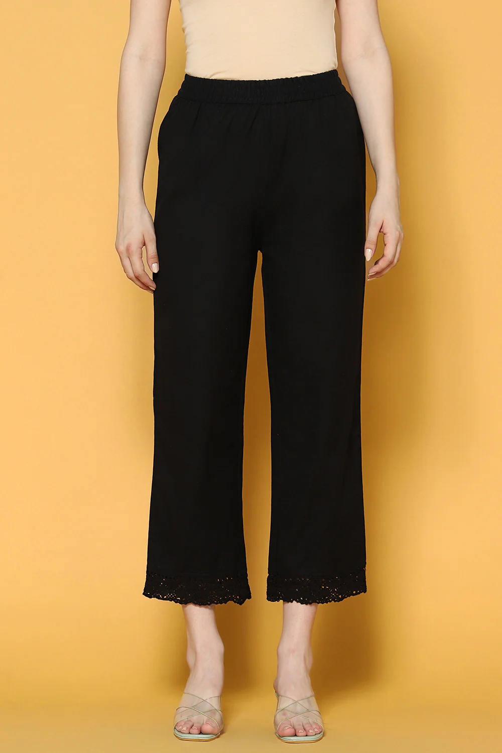 Pantaloons Black Casual Straight Fit Fit Palazzo - Image 2