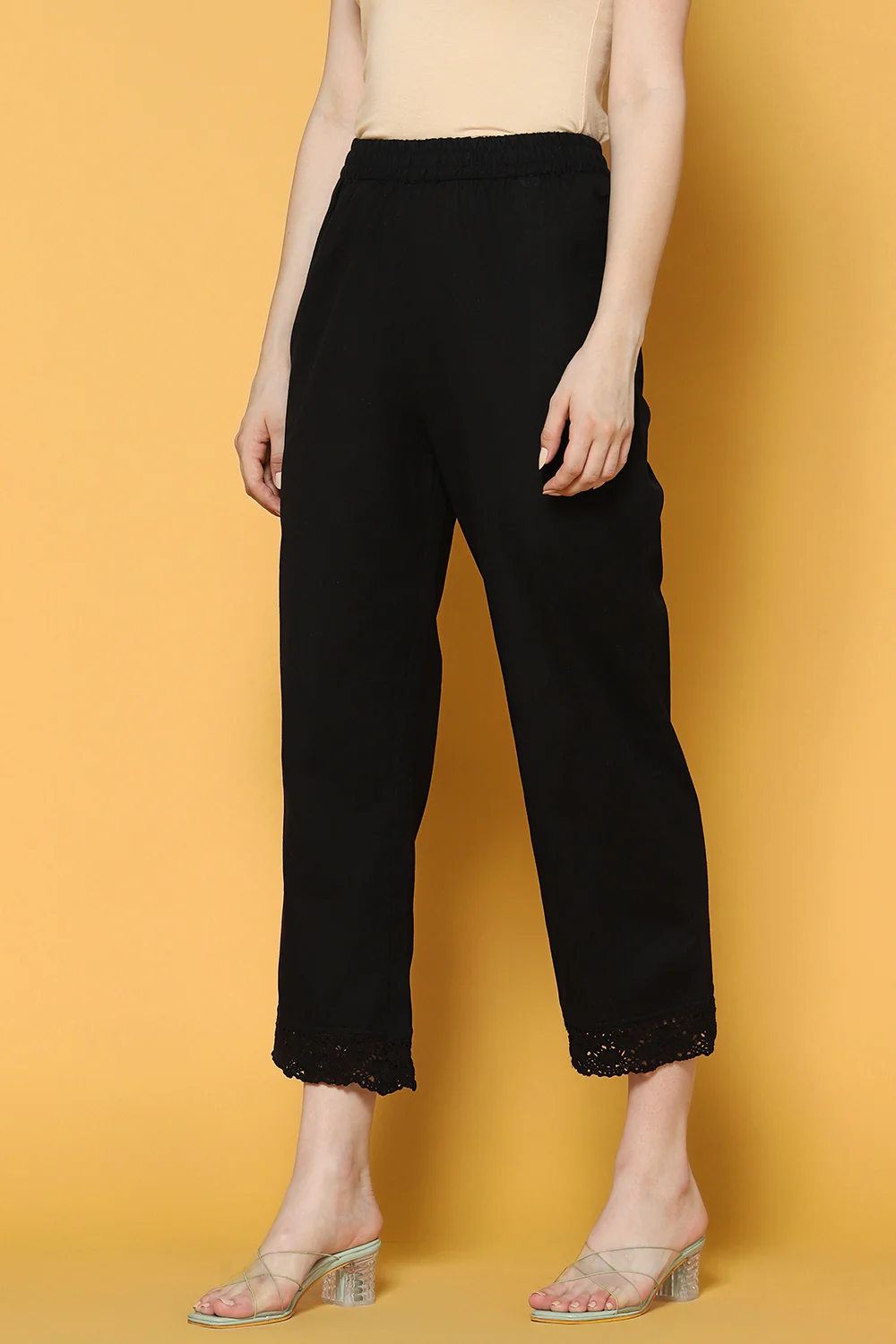 Pantaloons Black Casual Straight Fit Fit Palazzo - Image 4