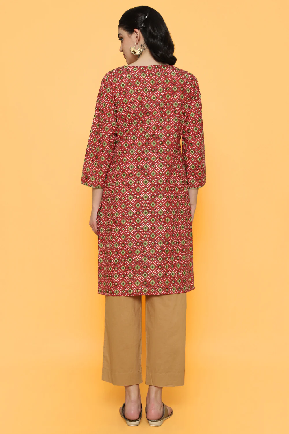 Pantaloons Rust Casual Straight Fit Fit Kurta - Image 3