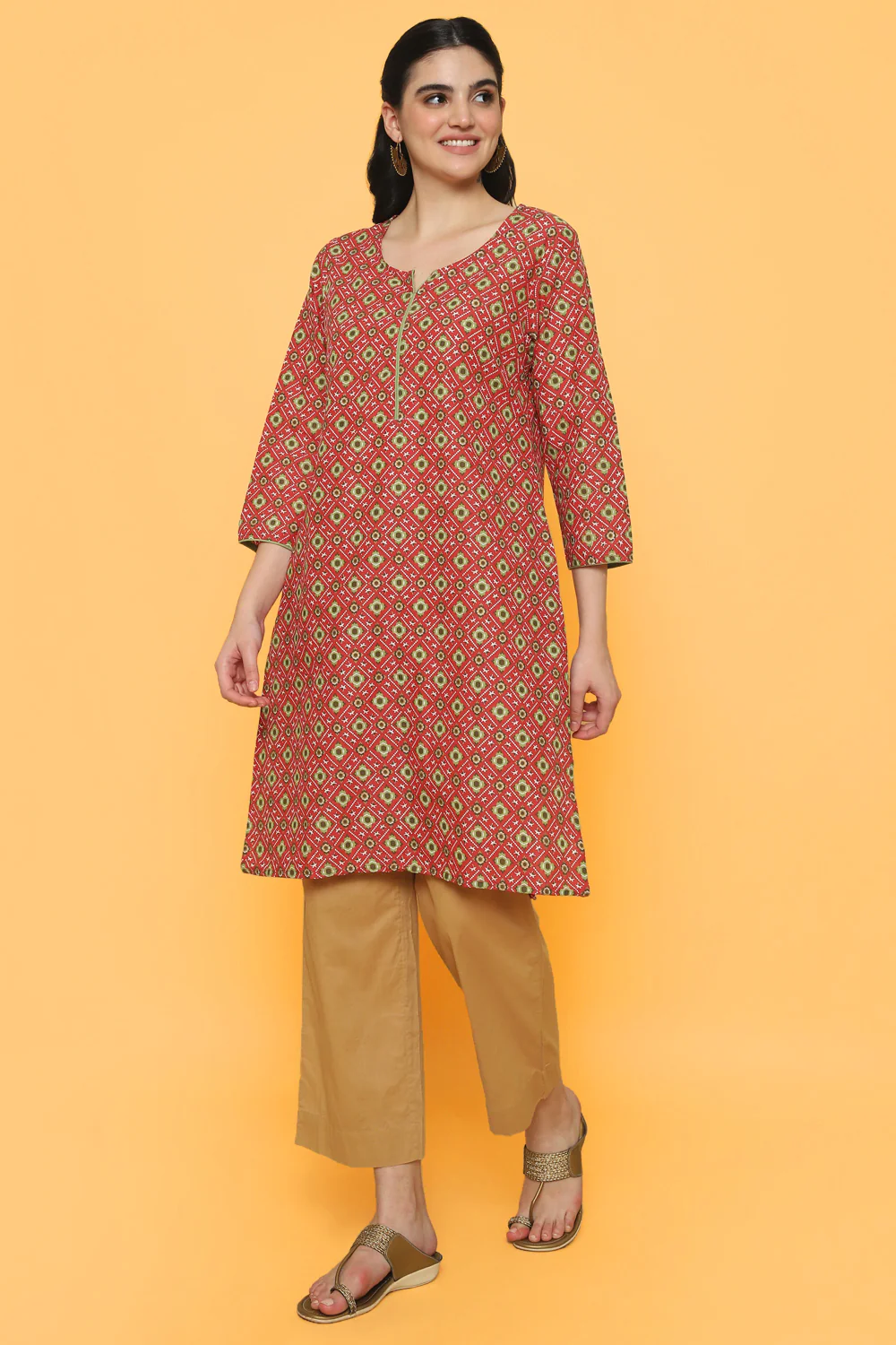 Pantaloons Rust Casual Straight Fit Fit Kurta - Image 4