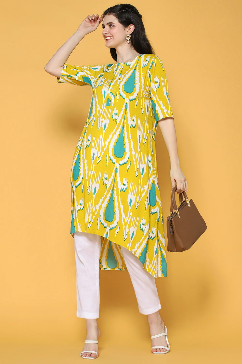 Pantaloons White Casual Straight Fit Fit Palazzo