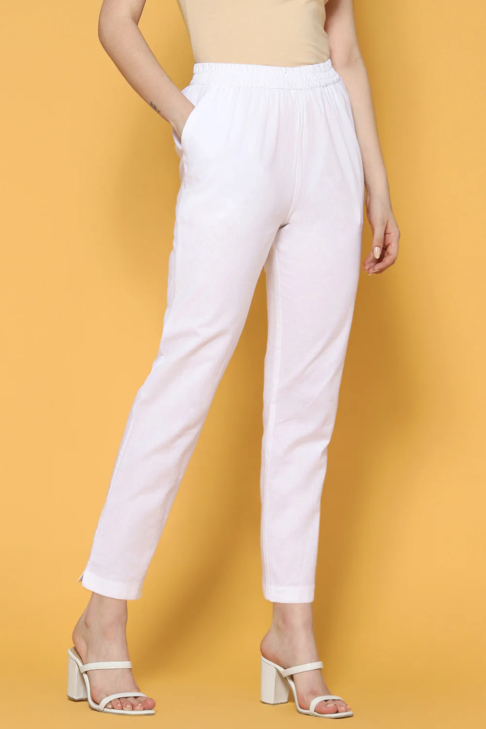 Pantaloons White Casual Straight Fit Fit Palazzo - Image 4