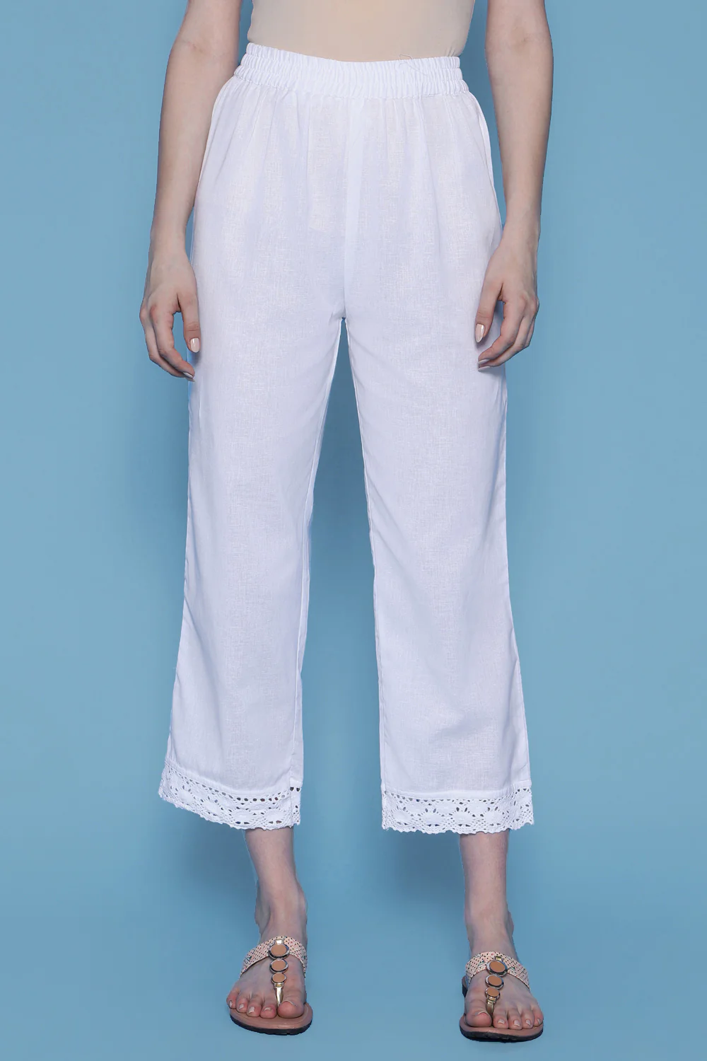 Pantaloons White Casual Straight Fit Fit Palazzo - Image 2
