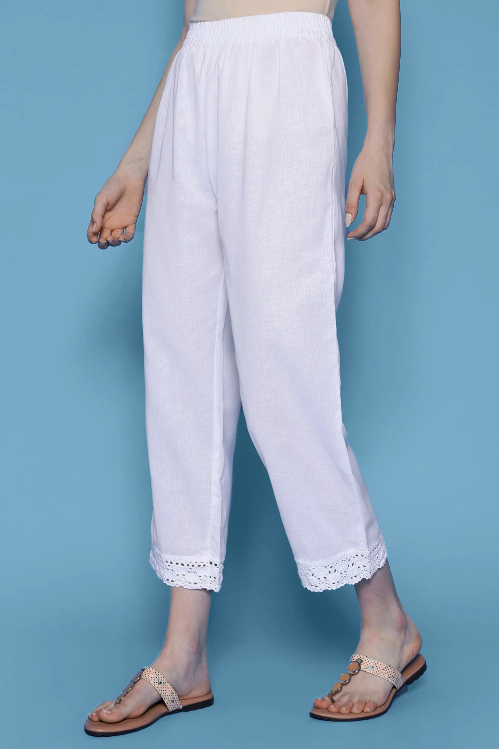 Pantaloons White Casual Straight Fit Fit Palazzo - Image 4